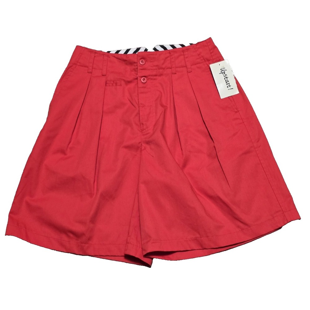 Upstart! Women's Red Pleated High Waist Mom Shorts Size 13/14 Patriotic Nautical